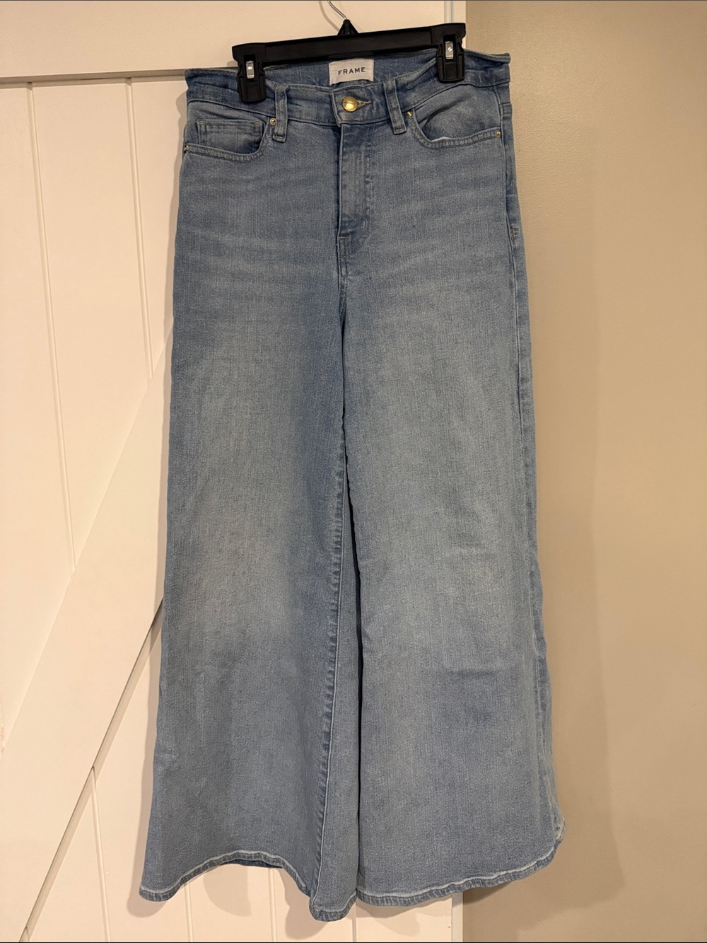 Frame Denim Light Blue Wide Leg High-Rise Jeans